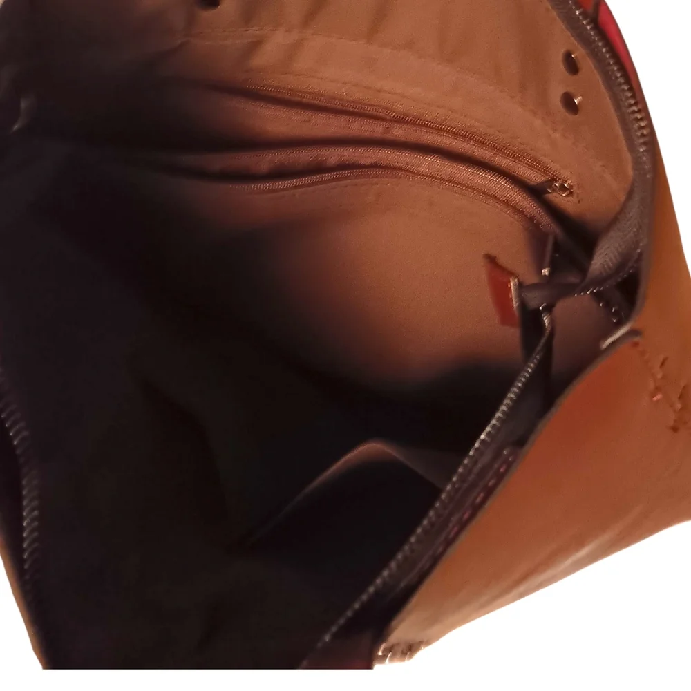 NWOT Brown/Burgundy Vegan Leather Bag - Picture 7 of 7